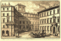 Palazzo Tonti poi Collegio Nazzareno (Abitazione del cardinale Francesco Albizzi - 1682). Acquaforte, 1745-1765, G. Vasi.