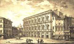 Palazzo Pio (Carlo Pio di Savoia - 1689). Acquaforte, 1745-1765, G. Vasi.