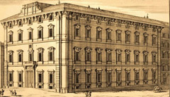 Palazzo D'Aste in Piazza Venezia (Giovanni Battista D'Aste - 1634). Acquaforte, 1690, A. Specchi.